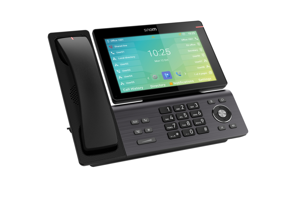 Snom D895M IP-Tischtelefon mit integriertem DECT-Hörer und 8-Zoll-Touchdisplay